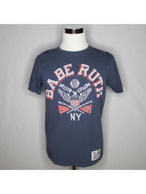 Men's Roots Of Fight Babe Ruth NY Navy Blue Graphic Cotton T-shirt Sz Small